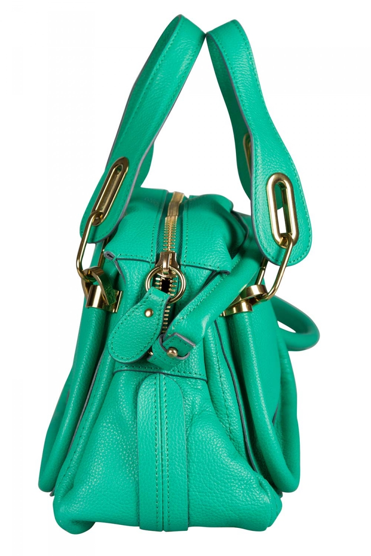Pre Owned Chloe Coral Green Leather Small Paraty Shoulder Bag