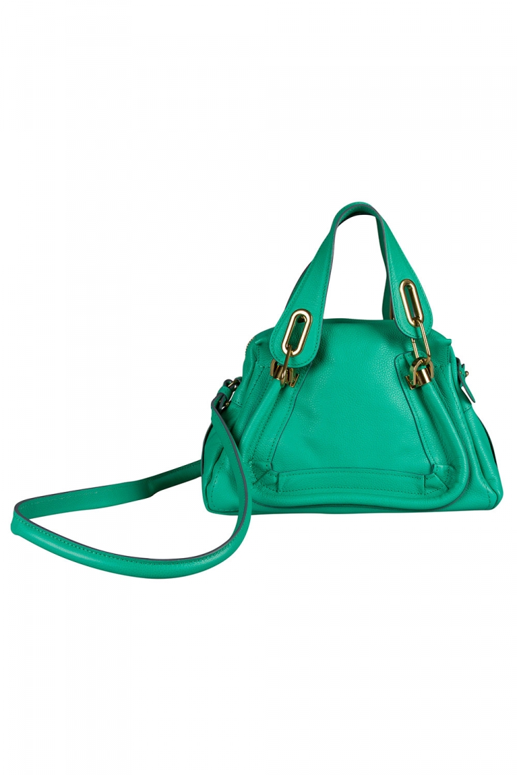 Pre Owned Chloe Coral Green Leather Small Paraty Shoulder Bag