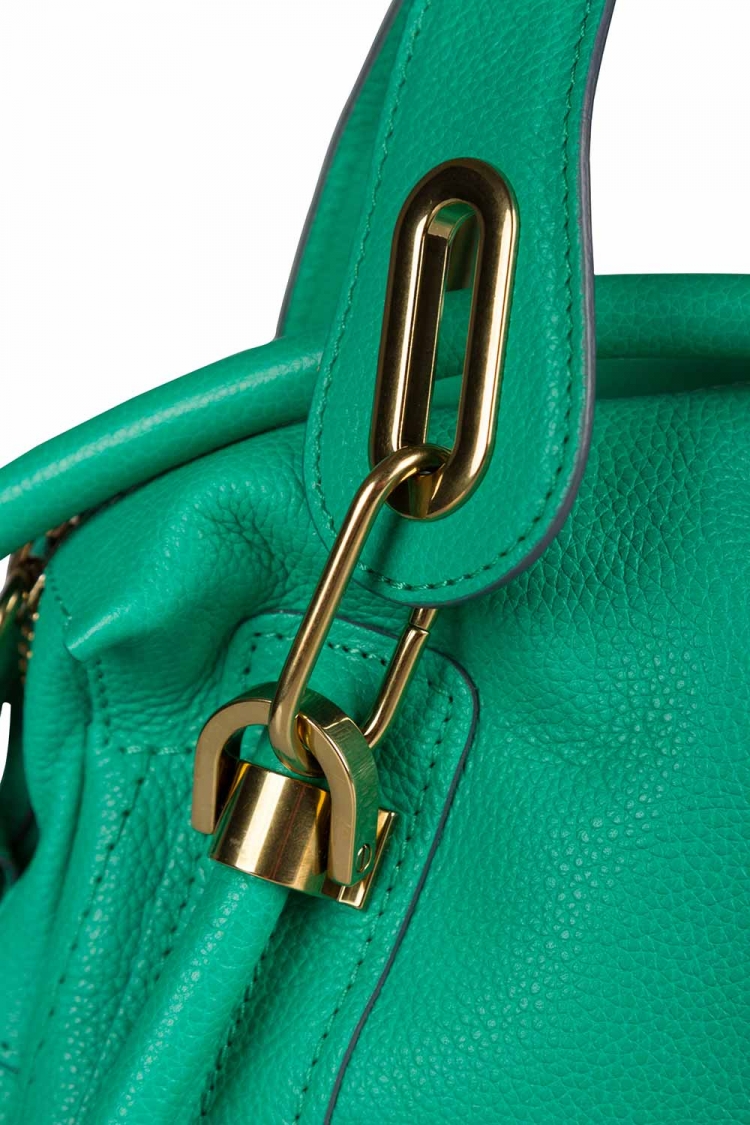 Pre Owned Chloe Coral Green Leather Small Paraty Shoulder Bag