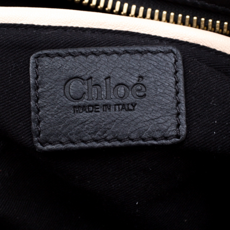 Pre Owned Chloe Black Studded Leather Medium Paraty Military Shoulder Bag 