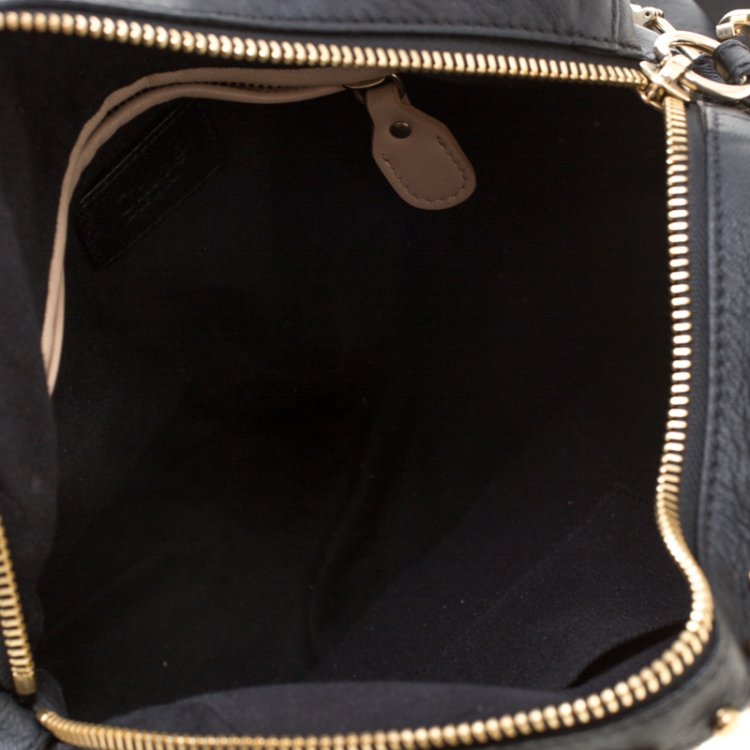 Pre Owned Chloe Black Studded Leather Medium Paraty Military Shoulder Bag 