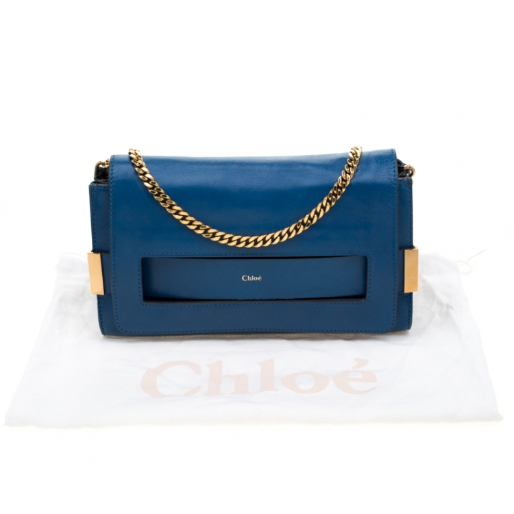 Pre Owned Chloe Blue Leather Crossbody Bag
