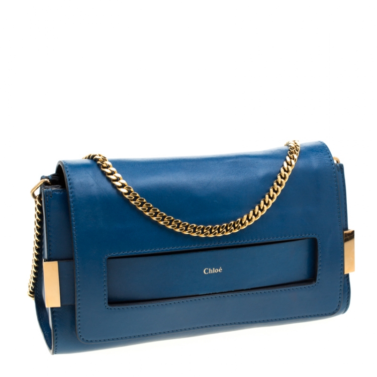 Pre Owned Chloe Blue Leather Crossbody Bag