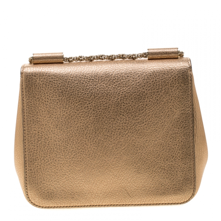 Pre Owned Chloe Metallic Peach Leather Small Elsie Shoulder Bag