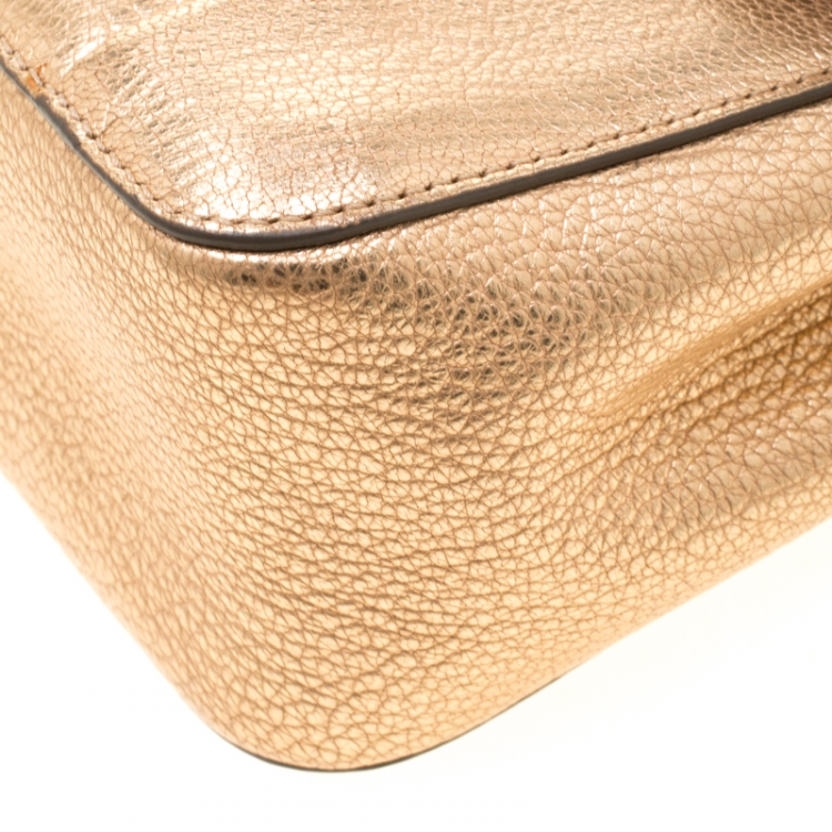 Pre Owned Chloe Metallic Peach Leather Small Elsie Shoulder Bag