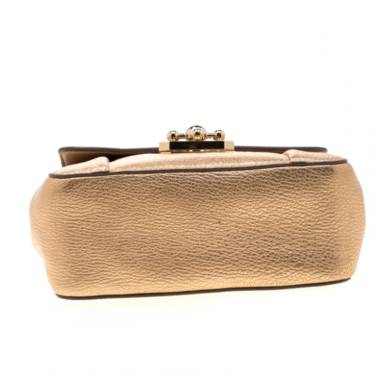 Pre Owned Chloe Metallic Peach Leather Small Elsie Shoulder Bag