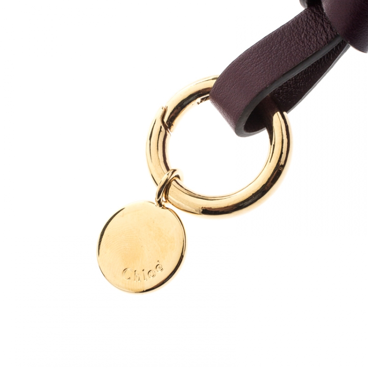 Pre Owned Chloe Purple Leather Alphabet Round Mini Coin Purse