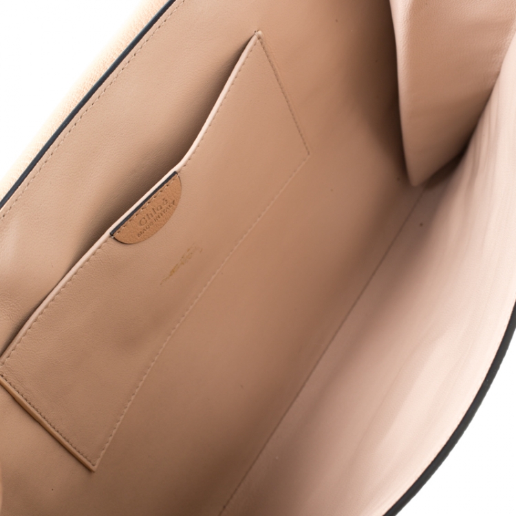 Pre Owned Chloe Beige Leather Elsie Clutch