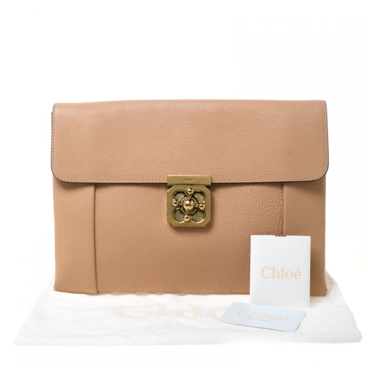 Pre Owned Chloe Beige Leather Elsie Clutch
