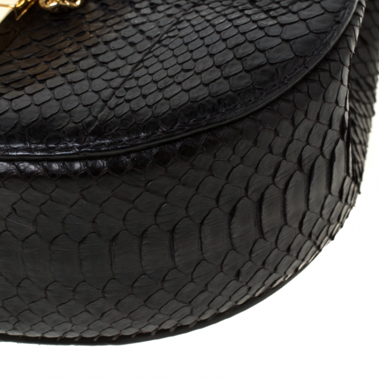Pre Owned Chloe Black Python Leather Small Drew Shoulder Bag