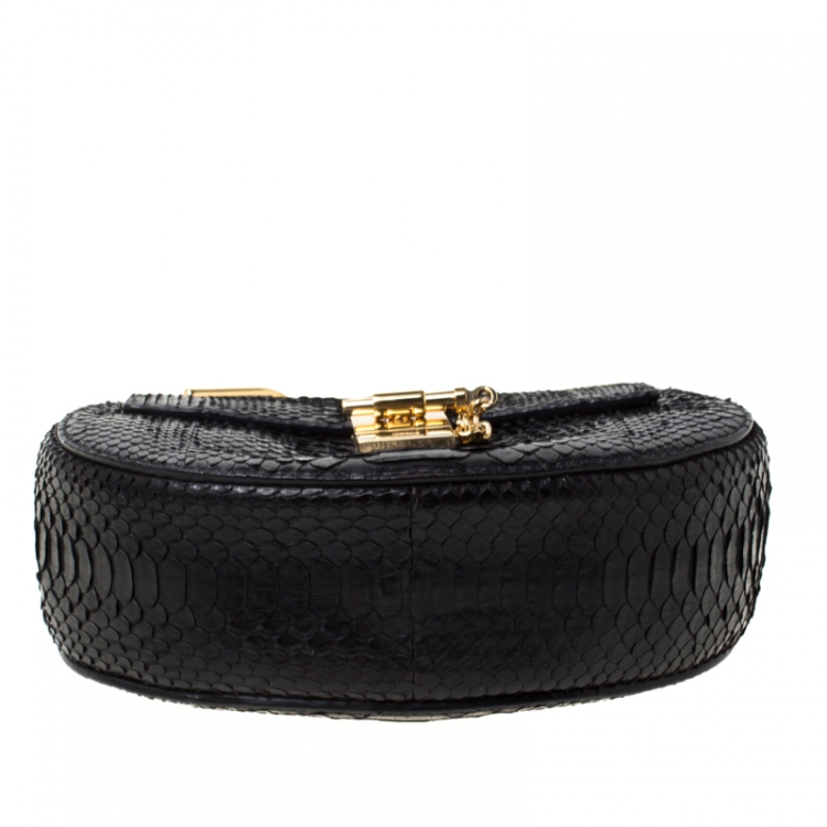 Pre Owned Chloe Black Python Leather Small Drew Shoulder Bag