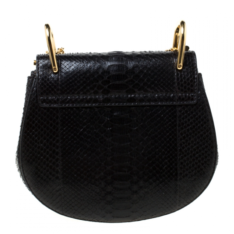 Pre Owned Chloe Black Python Leather Small Drew Shoulder Bag