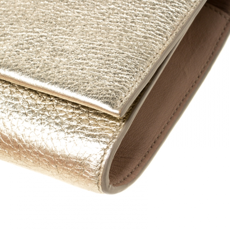 Pre Owned Chloe Gold Leather Bow Detail Chain Shoulder Bag