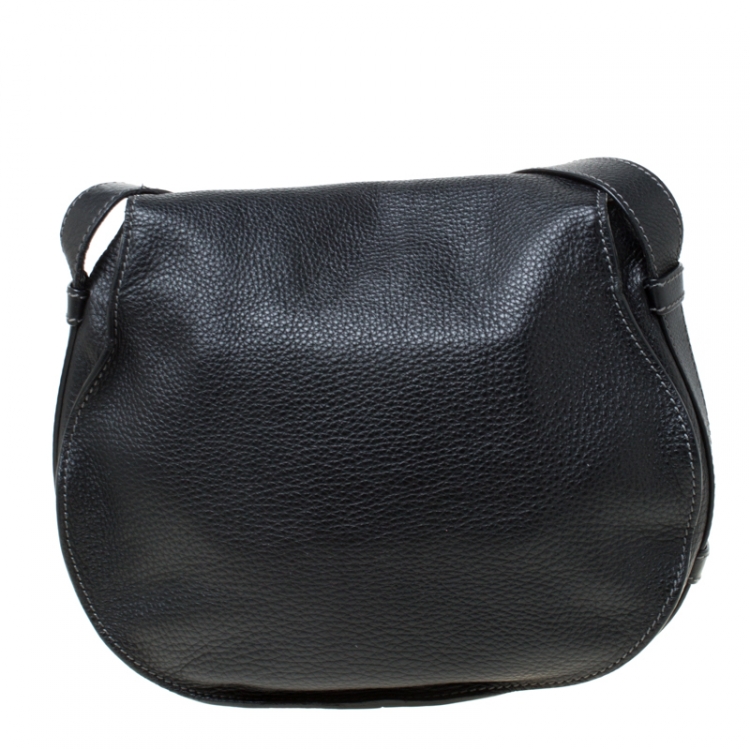 Pre Owned Chloe Black Leather Medium Marcie Crossbody Bag