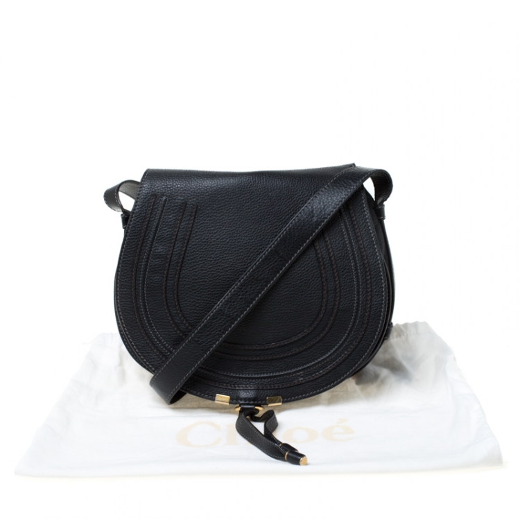 Pre Owned Chloe Black Leather Medium Marcie Crossbody Bag