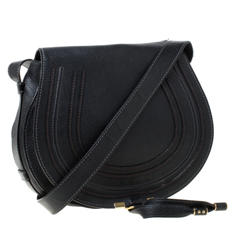 Pre Owned Chloe Black Leather Medium Marcie Crossbody Bag