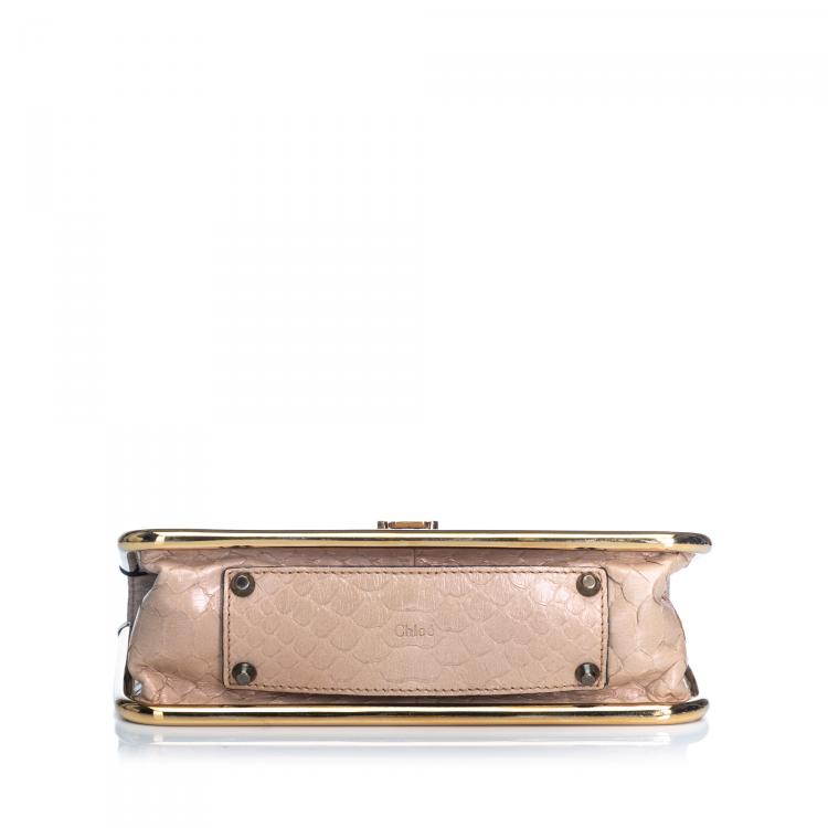 Pre Owned Chloe Beige Python Leather Sally Crossbody Bag