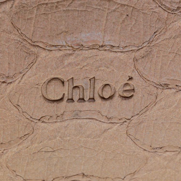 Pre Owned Chloe Beige Python Leather Sally Crossbody Bag