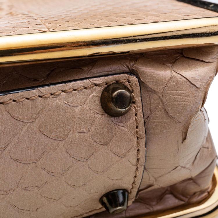 Pre Owned Chloe Beige Python Leather Sally Crossbody Bag