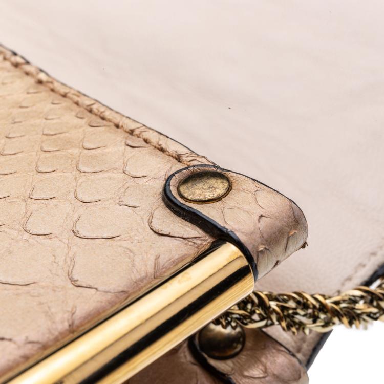 Pre Owned Chloe Beige Python Leather Sally Crossbody Bag