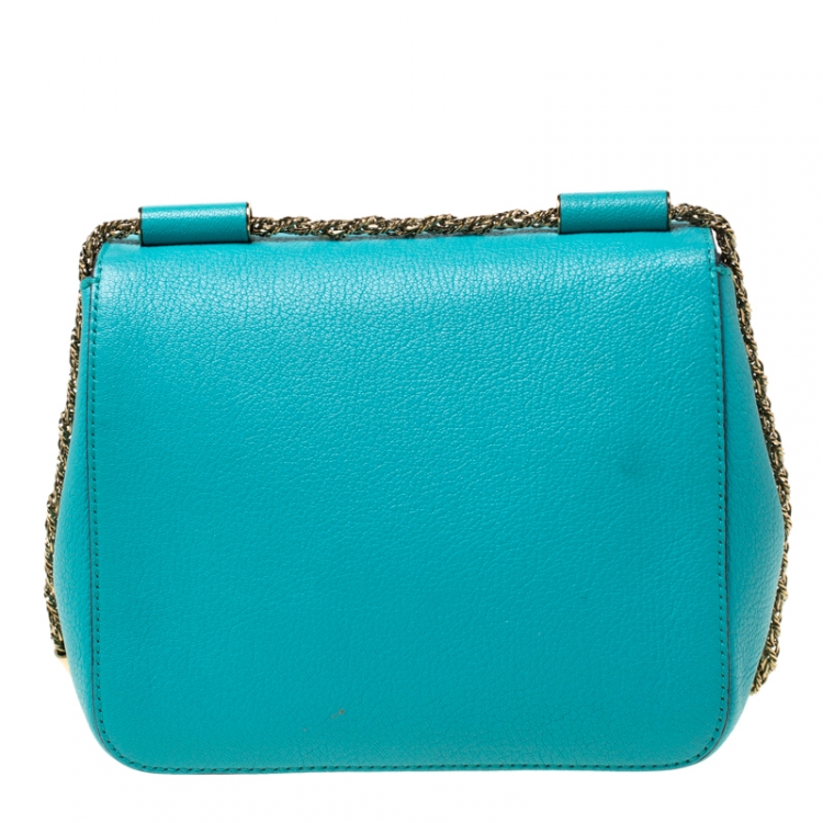 Pre Owned Chloe Blue Leather Small Elsie Shoulder Bag