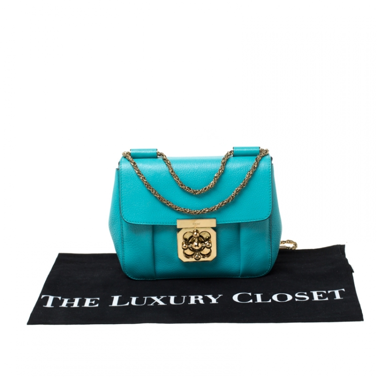 Pre Owned Chloe Blue Leather Small Elsie Shoulder Bag