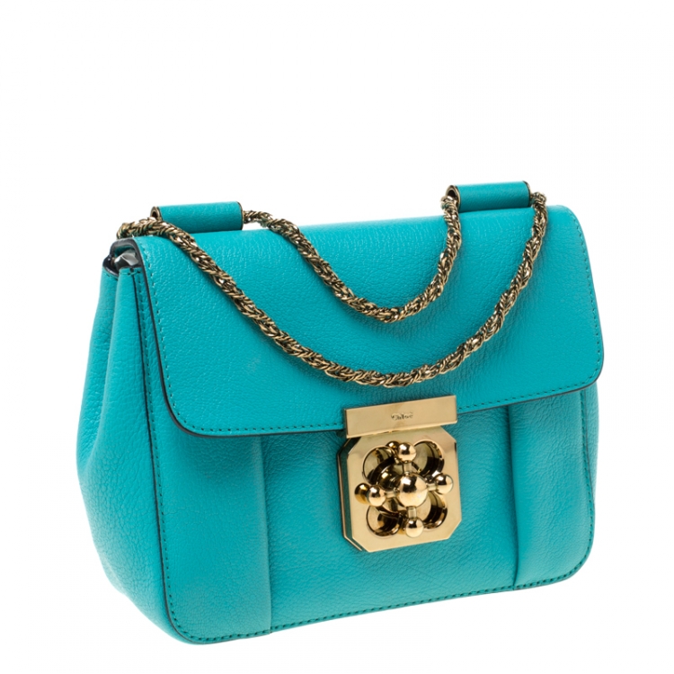 Pre Owned Chloe Blue Leather Small Elsie Shoulder Bag