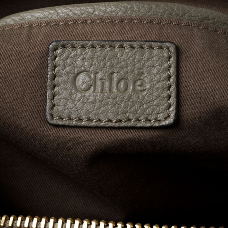 Pre Owned Chloe Olive Green Python Large Marcie Satchel