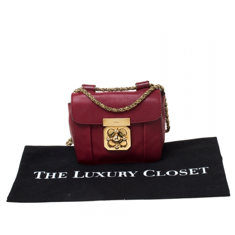 Pre Owned Chloe Red Leather Mini Elsie Crossbody Bag