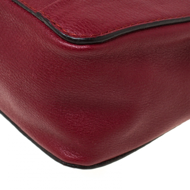 Pre Owned Chloe Red Leather Mini Elsie Crossbody Bag
