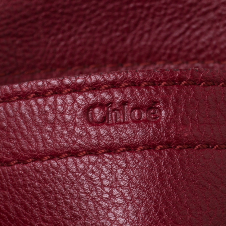 Pre Owned Chloe Red Leather Mini Elsie Crossbody Bag