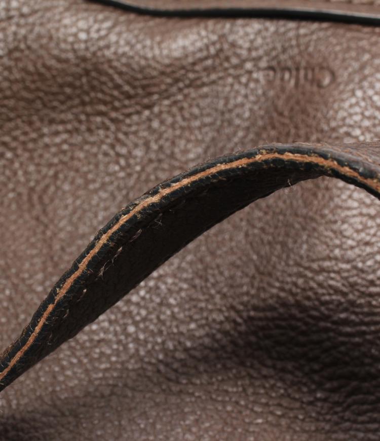 Pre Owned Chloe Brown Leather Medium Military Strap Paraty Shoulder Bag