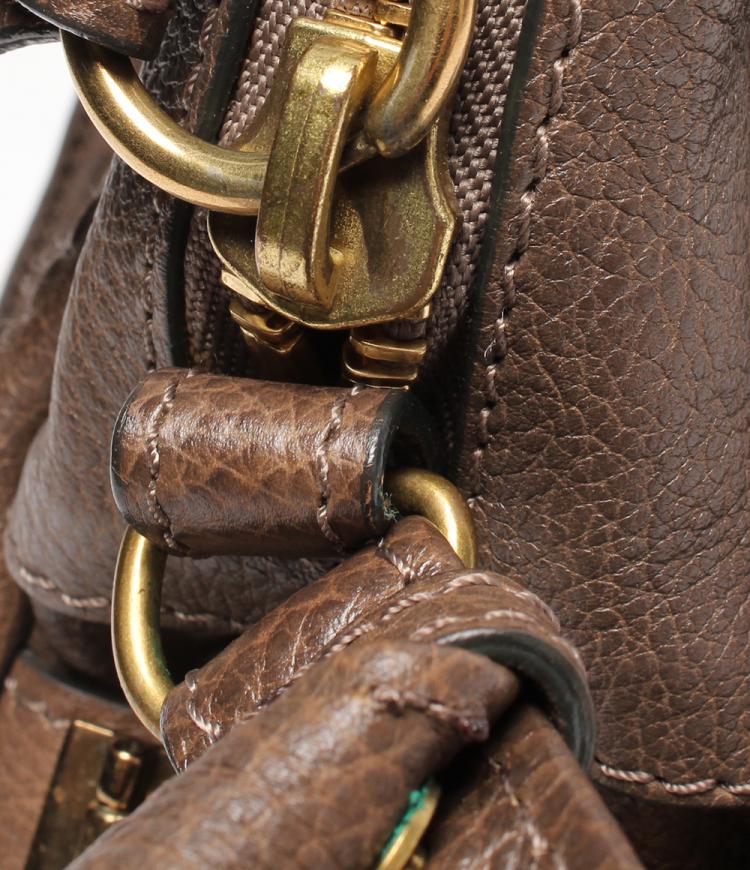 Pre Owned Chloe Brown Leather Medium Military Strap Paraty Shoulder Bag