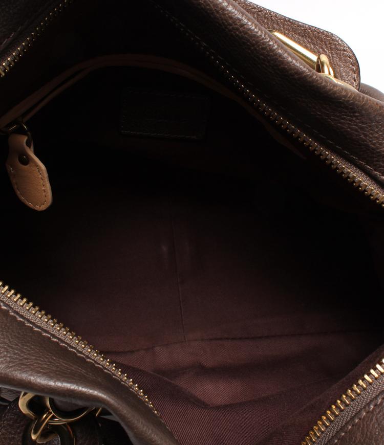 Pre Owned Chloe Brown Leather Medium Military Strap Paraty Shoulder Bag