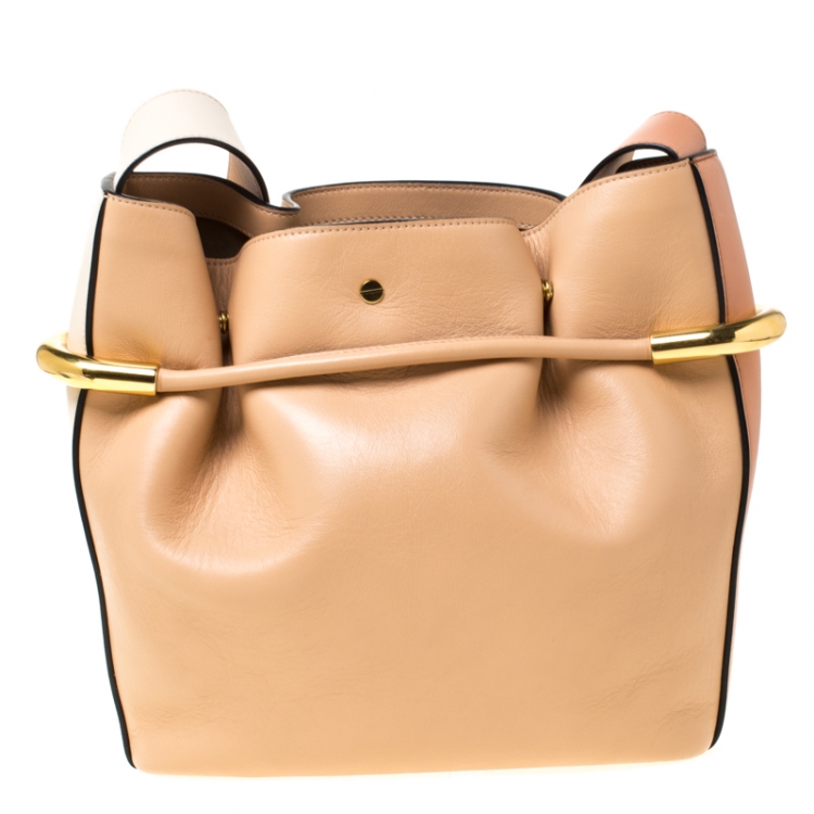 Pre Owned Chloe Beige Leather Small Emma Drawstring Shoulder Bag