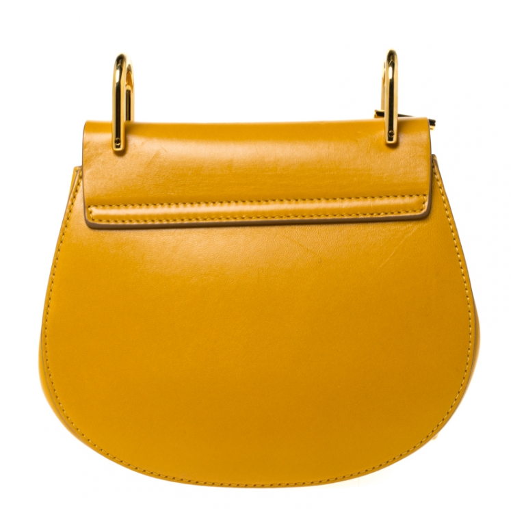 مملوكة مسبقًا Chloe Mustard/Beige Leather and Suede Small Drew Shoulder Bag