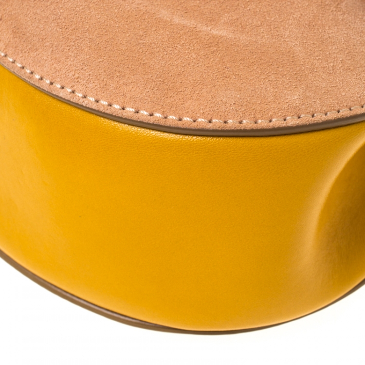 مملوكة مسبقًا Chloe Mustard/Beige Leather and Suede Small Drew Shoulder Bag