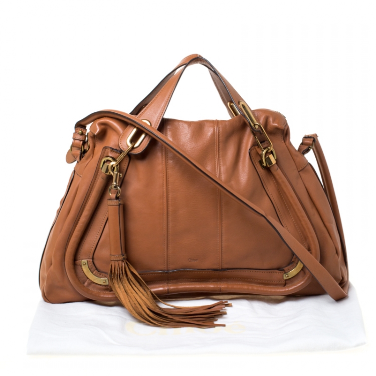 مملوكة مسبقًا Chloe Brown Leather Large Paraty Shoulder Bag