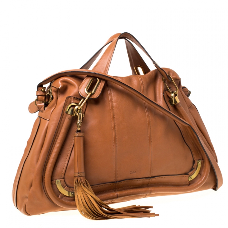 مملوكة مسبقًا Chloe Brown Leather Large Paraty Shoulder Bag