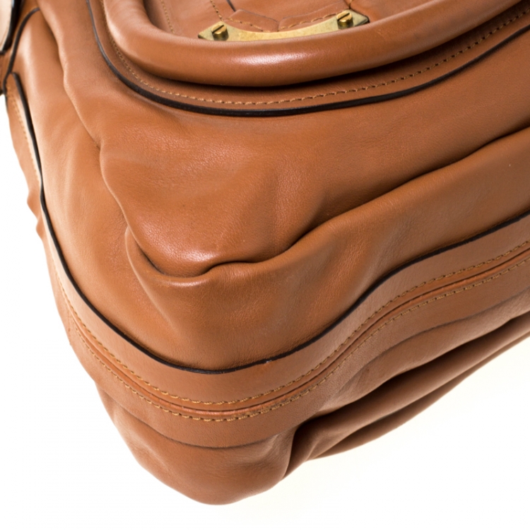 مملوكة مسبقًا Chloe Brown Leather Large Paraty Shoulder Bag