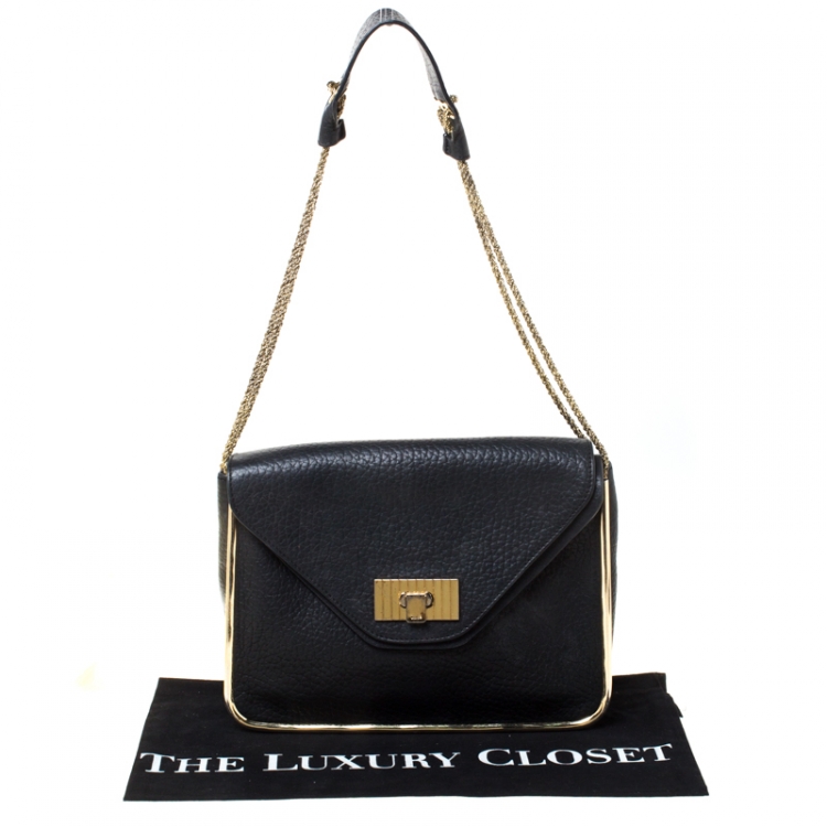 Pre Owned Chloe Black Leather Medium Sally Shoulder Bag