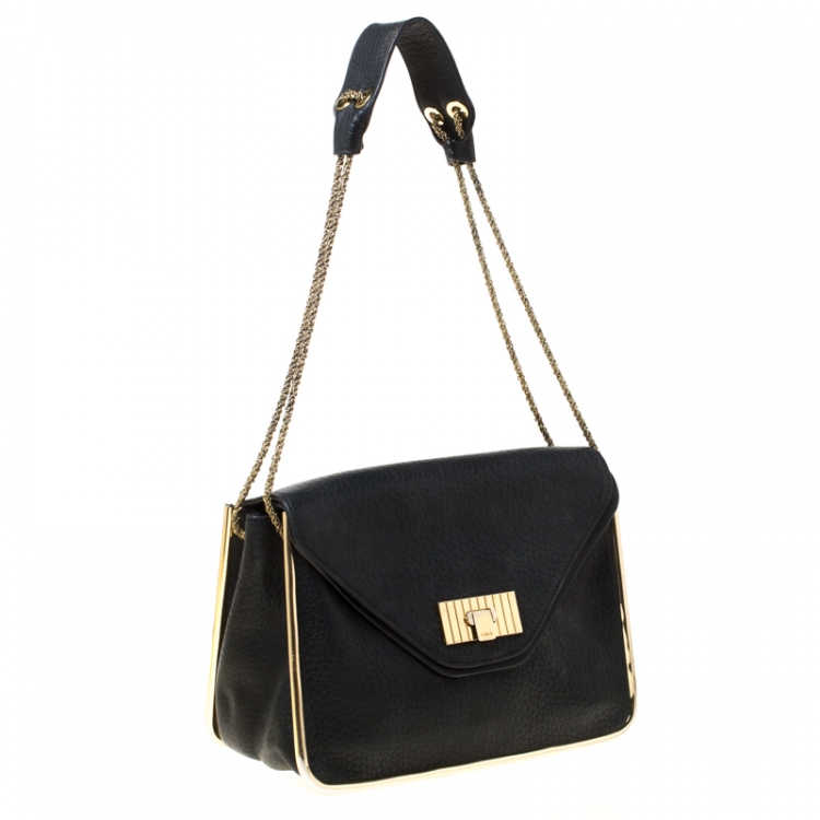 Pre Owned Chloe Black Leather Medium Sally Shoulder Bag