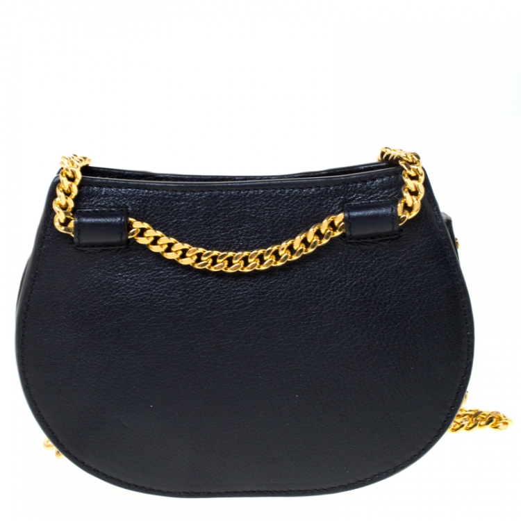 Pre Owned Chloe Navy Blue Leather and Suede Mini Pixie Crossbody Bag