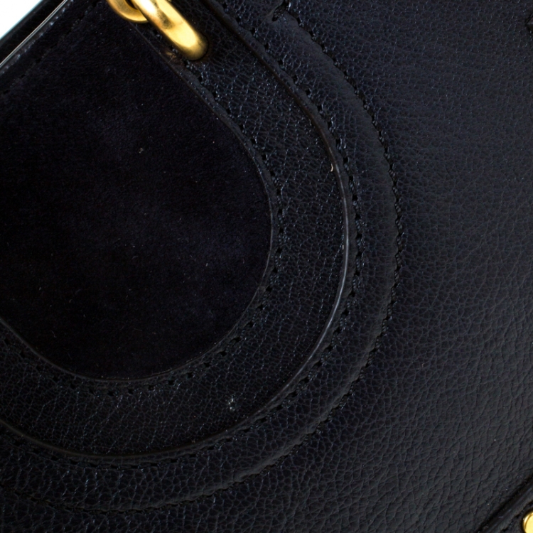 Pre Owned Chloe Navy Blue Leather and Suede Mini Pixie Crossbody Bag