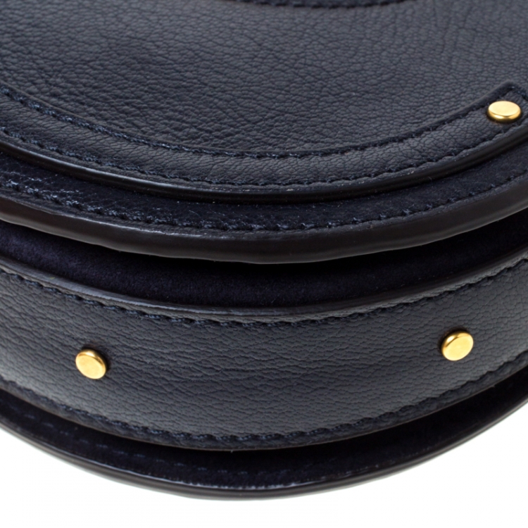 Pre Owned Chloe Navy Blue Leather and Suede Mini Pixie Crossbody Bag