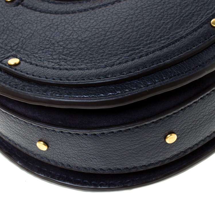 Pre Owned Chloe Navy Blue Leather and Suede Mini Pixie Crossbody Bag