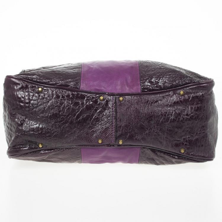 Pre Owned Chloe Dark Purple Leather Paddington Tote
