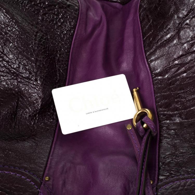 Pre Owned Chloe Dark Purple Leather Paddington Tote