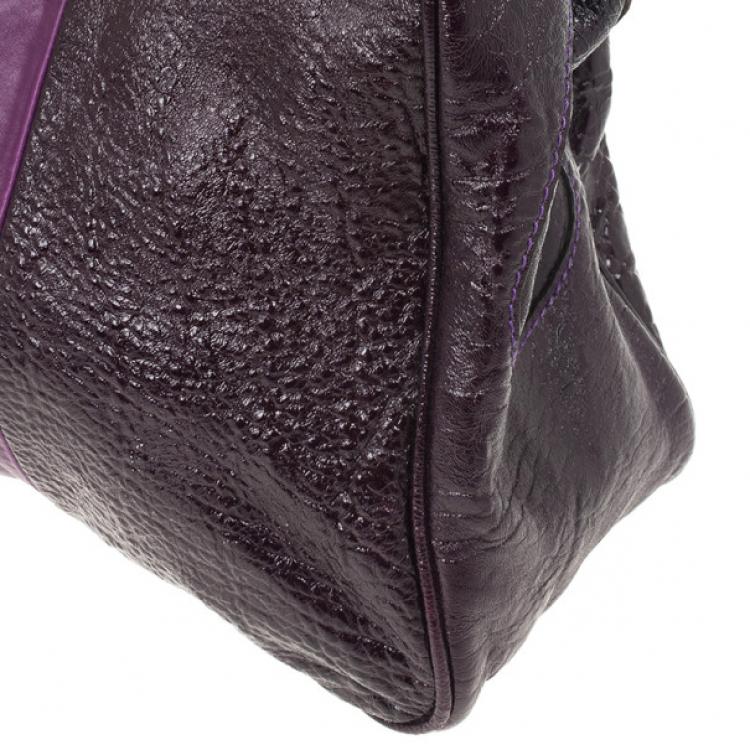Pre Owned Chloe Dark Purple Leather Paddington Tote