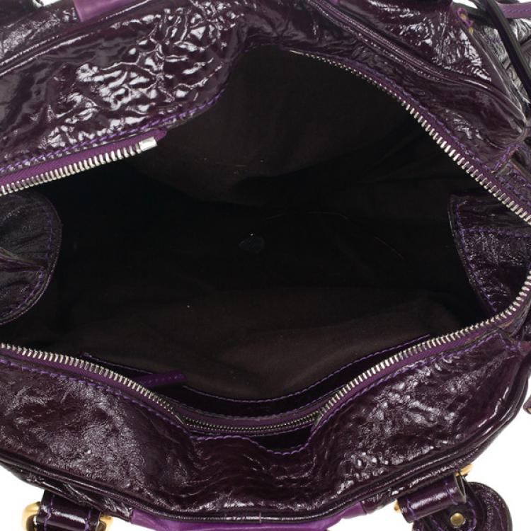 Pre Owned Chloe Dark Purple Leather Paddington Tote